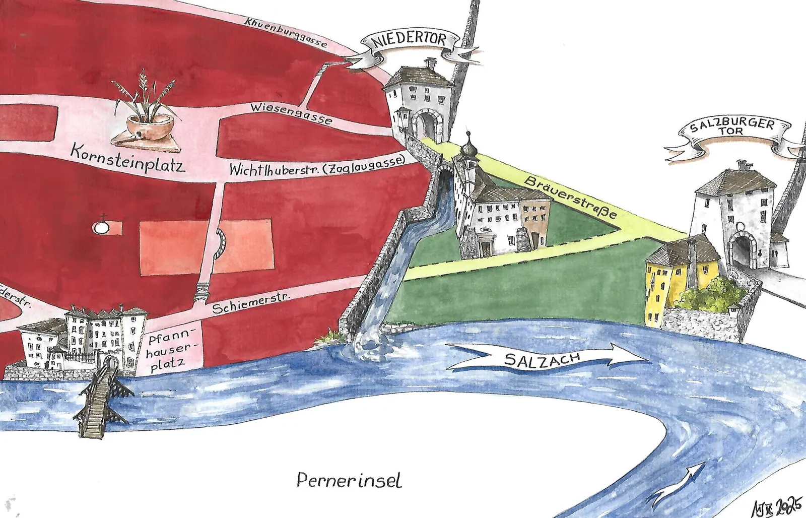 virtueller Spaziergang von der Halleiner Altstadt nach Kaltenhausen